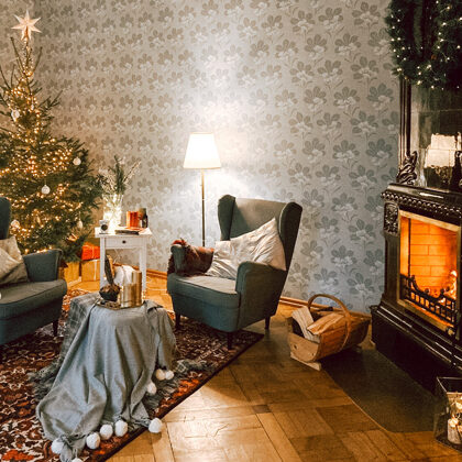 Christmas spirit round the Manor`s fireplace